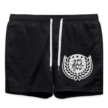 Emblem Musik Noten Notenschlüssel - Badeshorts - Schwarz - Vorne - AI Model Male 185 light (185cm)
