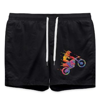 Motocross Colorful Paint Graphic Hommes Femmes & Enfants - Short de bain - noir - Devant - AI Model Male 185 light (185cm)