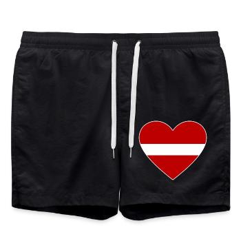 Latvia Flag Heart - Swim Trunks - black - Front - AI Model Male 185 light (185cm)