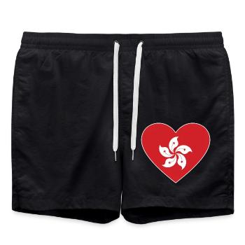 Hong Kong Flag Heart - Swim Trunks - black - Front - AI Model Male 185 light (185cm)