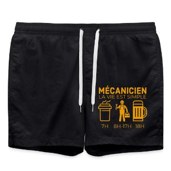 Mécanicien la vie est simple 2 - Short de bain - noir - Devant - AI Model Male 185 light (185cm)