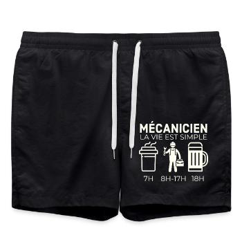 Mécanicien la vie est simple 1 - Short de bain - noir - Devant - AI Model Male 185 light (185cm)