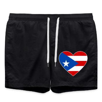 Drapeau de Porto Rico Coeur - Short de bain - noir - Devant - AI Model Male 185 light (185cm)
