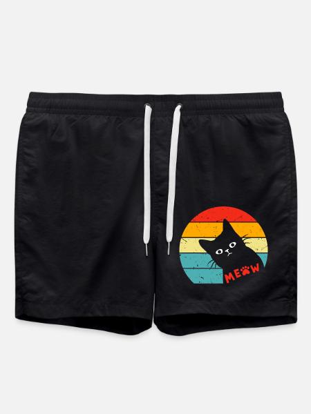 Retro Black Cat 3 - Swim Trunks - black