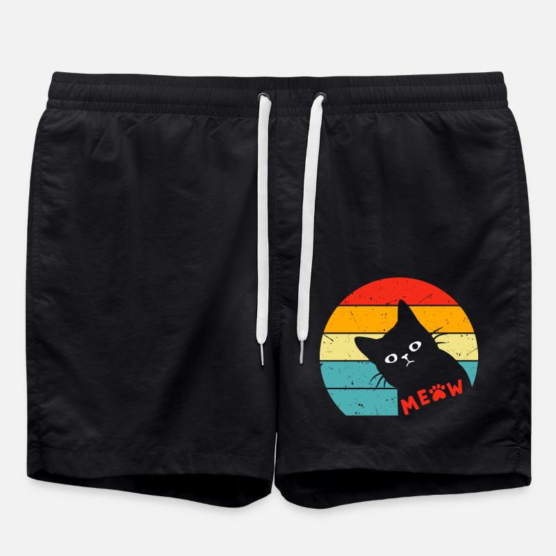 Chat noir rétro 3 - Short de bain - noir