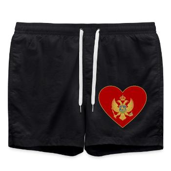 Montenegro Flagge Herz - Badeshorts - Schwarz - Vorne - AI Model Male 185 light (185cm)