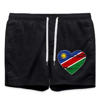 Cœur de drapeau de Namibie utilisé - Short de bain - noir - Devant - AI Model Male 185 light (185cm)