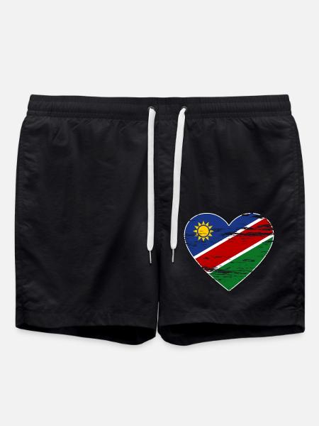 Namibia flag heart used - Swim Trunks - black