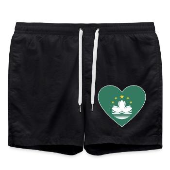Cœur de drapeau de Macao - Short de bain - noir - Devant - AI Model Male 185 light (185cm)