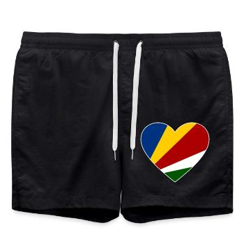 Seychellen Flagge Herz - Badeshorts - Schwarz - Vorne - AI Model Male 185 light (185cm)