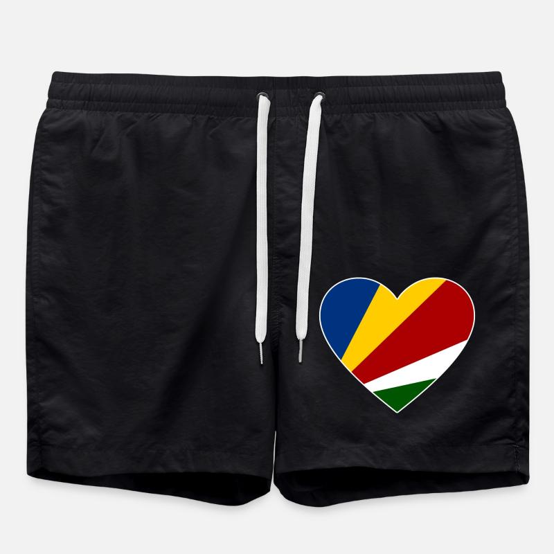 Seychelles flag heart - Swim Trunks - black