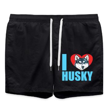 Husky Glitzer Hundehalter Hundehaare - Badeshorts - Schwarz - Vorne - AI Model Male 185 light (185cm)