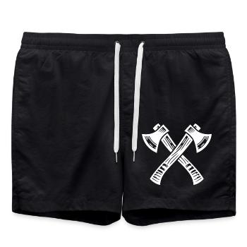 Crossed Axe - Swim Trunks - black - Front - AI Model Male 185 light (185cm)