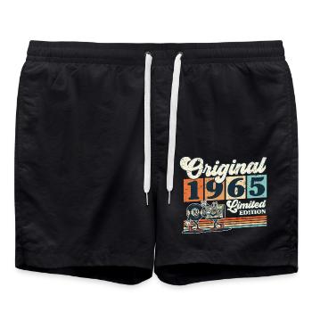 60e anniversaire 60 ans Né 1965 Homme Femme - Short de bain - noir - Devant - AI Model Male 185 light (185cm)