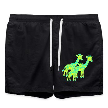 Giraffe Africa Safari Child Kids Retro 80s 90s - Swim Trunks - black - Front - AI Model Male 185 light (185cm)