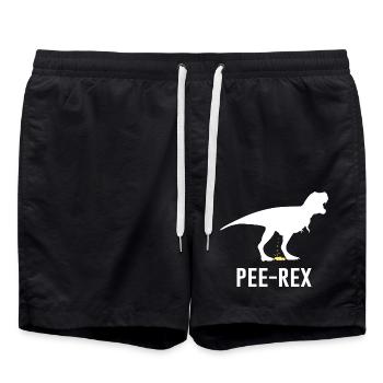 Pee-Rex Dino Humor Dinosaurier T-rex Wortspiel - Badeshorts - Schwarz - Vorne - AI Model Male 185 light (185cm)
