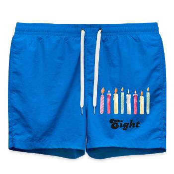 8th Anniversary Candle - Swim Trunks - cobalt blue - Front