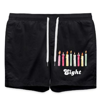 8e anniversaire bougie - Short de bain - noir - Devant - AI Model Male 185 light (185cm)