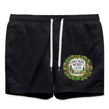 Wandern Sie mehr, machen Sie sich weniger Sorgen - Badeshorts - Schwarz - Vorne - AI Model Male 185 light (185cm)