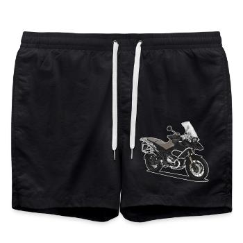 Travel Enduro // Illustration // Motorcycle - Swim Trunks - black - Front - AI Model Male 185 light (185cm)