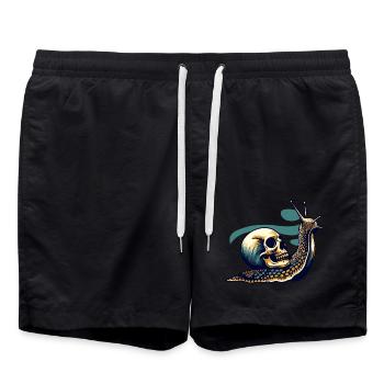 Snail and skull - Swim Trunks - black - Front - AI Model Male 185 light (185cm)