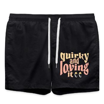 Quirky and loving it in yellow - Swim Trunks - black - Front - AI Model Male 185 light (185cm)