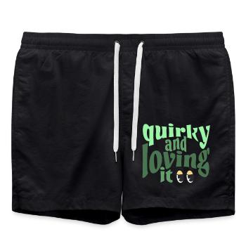 Quirky and loving it in green - Swim Trunks - black - Front - AI Model Male 185 light (185cm)