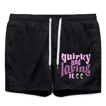 Quirky and loving it in pink - Swim Trunks - black - Front - AI Model Male 185 light (185cm)