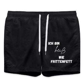 Heiß wie Frittenfett - Badeshorts - Schwarz - Vorne - AI Model Male 185 light (185cm)