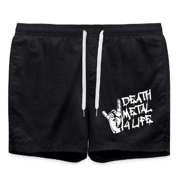 Heavy Death Metal 4 Life Hard Rock Cool Handgesten - Badeshorts - Schwarz - Vorne - AI Model Male 185 light (185cm)