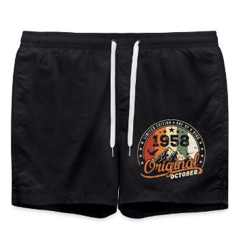 October 1958 Birthday Gift October 1958 - Swim Trunks - black - Front - AI Model Male 185 light (185cm)