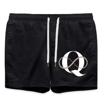 Unendlicher Buchstabe q - Badeshorts - Schwarz - Vorne - AI Model Male 185 light (185cm)