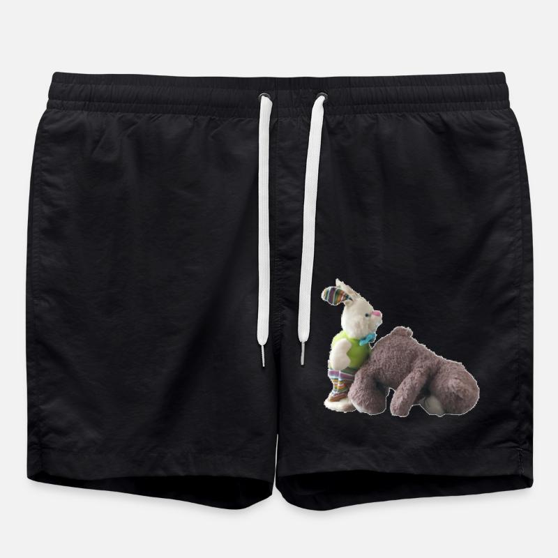 Teddybär Hase - Badeshorts - Schwarz