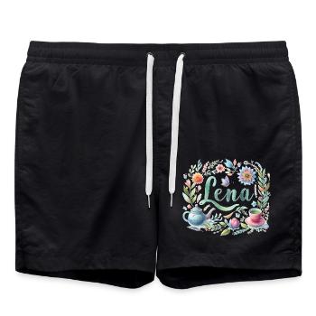 Lena Nom Prénom Aquarelle - Short de bain - noir - Devant - AI Model Male 185 light (185cm)