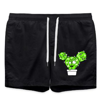 Cactus Cacti Face Prickly Funny Grimace - Swim Trunks - black - Front - AI Model Male 185 light (185cm)