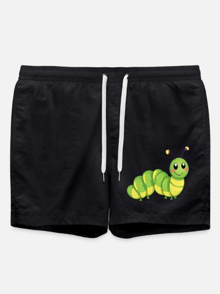 Lächelnde Raupe - Badeshorts - Schwarz