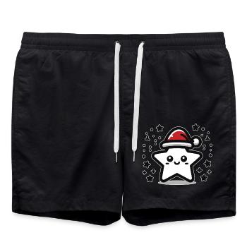 Star Cute Poinsettia - Swim Trunks - black - Front - AI Model Male 185 light (185cm)