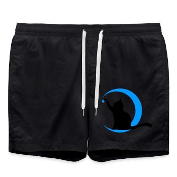 Die Katze - Herz Mond - Badeshorts - Schwarz - Vorne - AI Model Male 185 light (185cm)