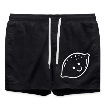funny lemon smiley - Swim Trunks - black - Front - AI Model Male 185 light (185cm)
