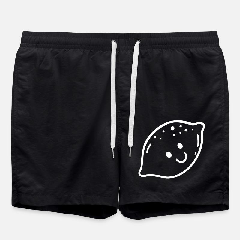 smiley citron drôle - Short de bain - noir