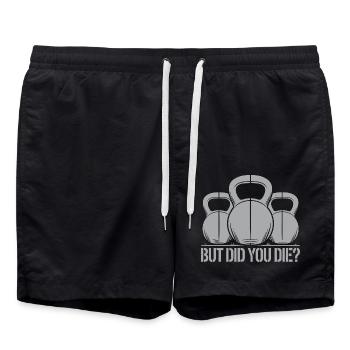Motivation with humor for the gym - Swim Trunks - black - Front - AI Model Male 185 light (185cm)
