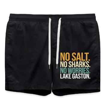 Lake idyll at Lake Gaston - Swim Trunks - black - Front - AI Model Male 185 light (185cm)
