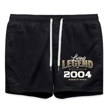 20. Geburtstag Original Dezember 2004 Jahrgang 04 - Badeshorts - Schwarz - Vorne - AI Model Male 185 light (185cm)