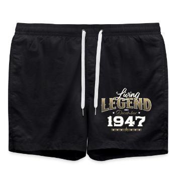 77. Geburtstag Original Dezember 1947 Jahrgang 47 - Badeshorts - Schwarz - Vorne - AI Model Male 185 light (185cm)