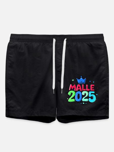 Malle 2025 Bunt Mallorca Krone - Badeshorts - Schwarz