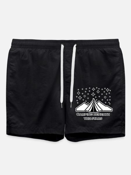 Tent among stars -Camping Beneath The Stars Design - Swim Trunks - black