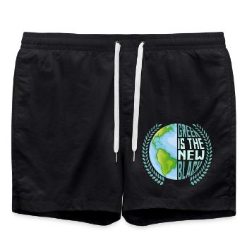 Green Is The New Black Planet Earth Day - Badeshorts - Schwarz - Vorne - AI Model Male 185 light (185cm)