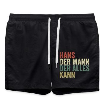 Hans Der Mann Der Alles Kann Vorname Hans - Badeshorts - Schwarz - Vorne - AI Model Male 185 light (185cm)