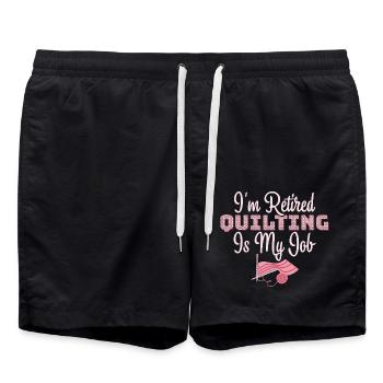 I'm Retired Quilting Is My Job Sewing Quilter - Swim Trunks - black - Front - AI Model Male 185 light (185cm)