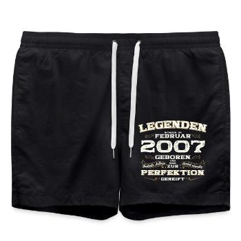 18. Geburtstag Geschenk Mann Original Februar 2007 - Badeshorts - Schwarz - Vorne - AI Model Male 185 light (185cm)